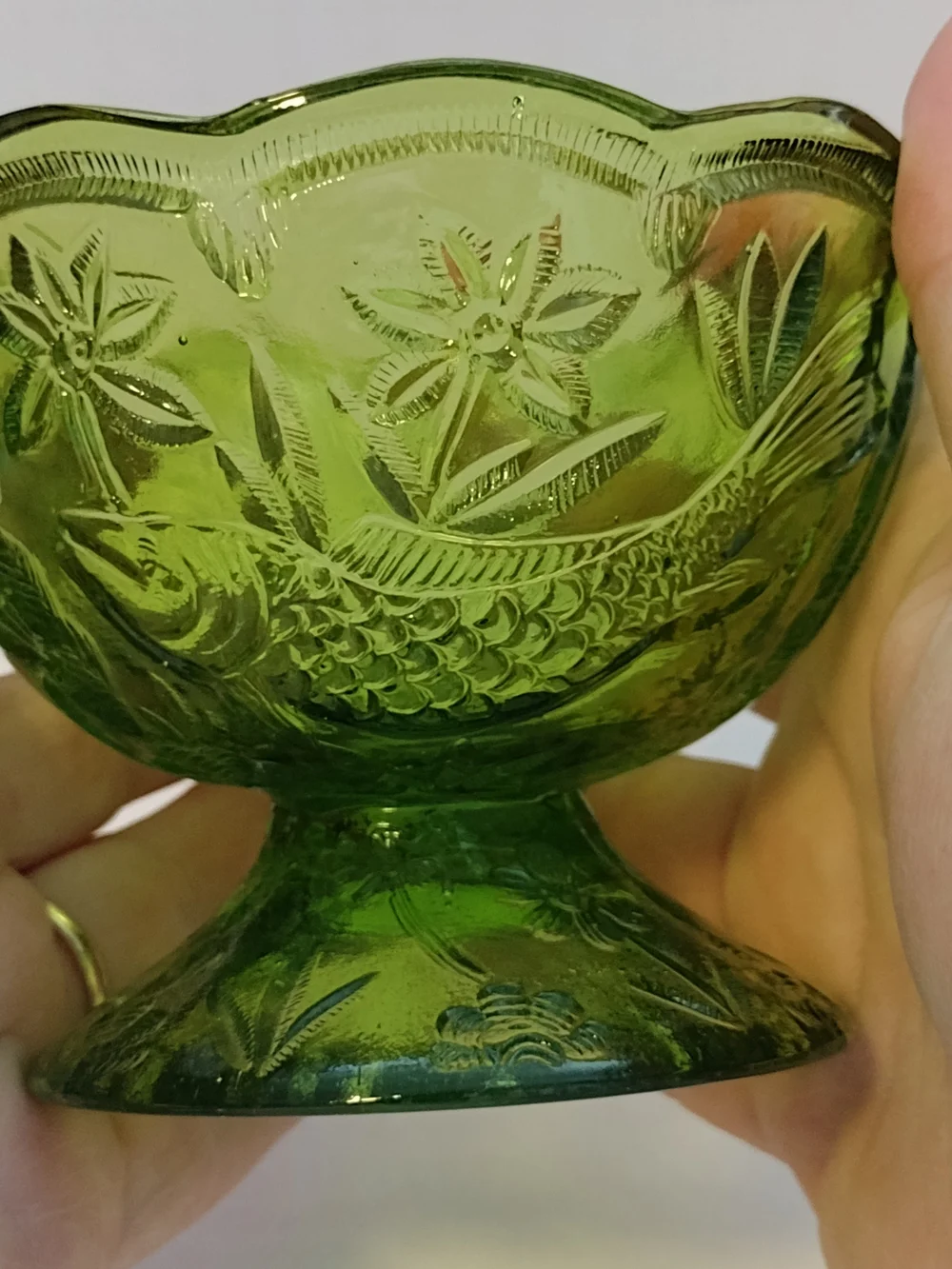 Indiana Glass Green Pressed Glass Compote